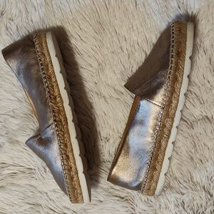 Carmen Saiz Metallic Espadrilles Rose Gold Leather Made In Spain Size 7.5 (EU38)